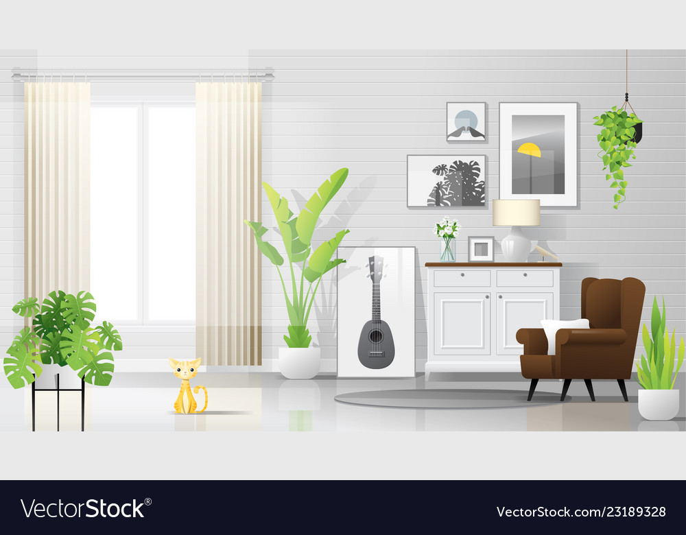 Warm And Bright Living Room Background Royalty Vector