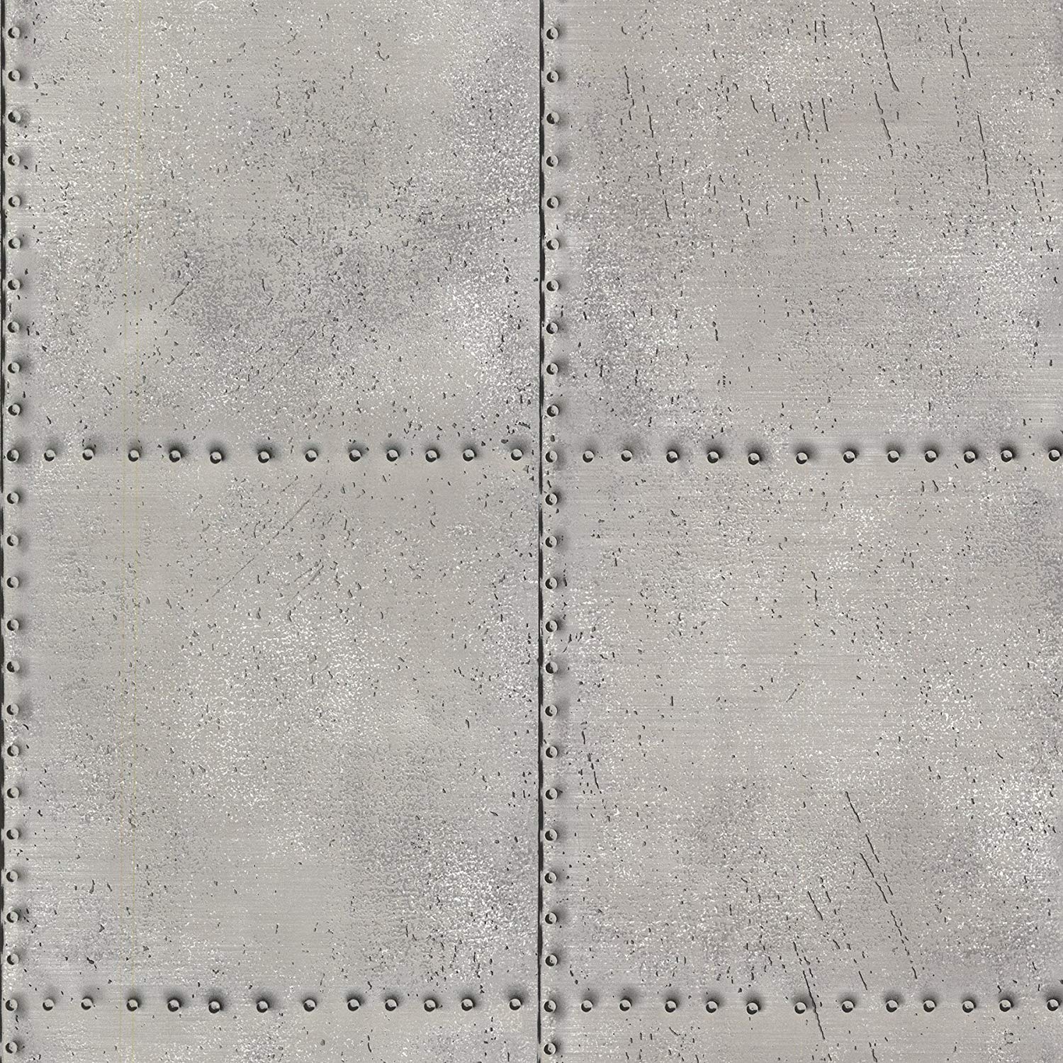 Beacon House Riveted Industrial Tile Wallpaper Silver