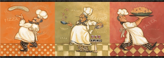 Italian Fat Chef Wallpaper Border Kbe12641b Kitchen Decor Buon Appetit