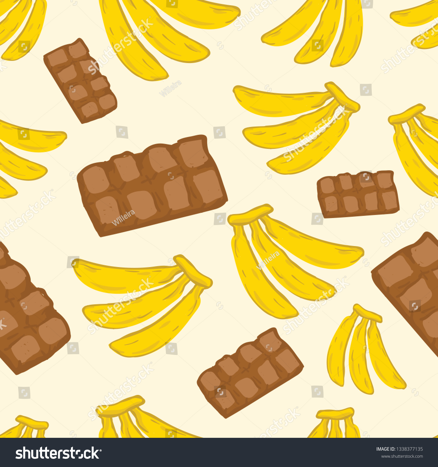 Seamless Pattern Chocolate Banana Wallpaper Background Stock