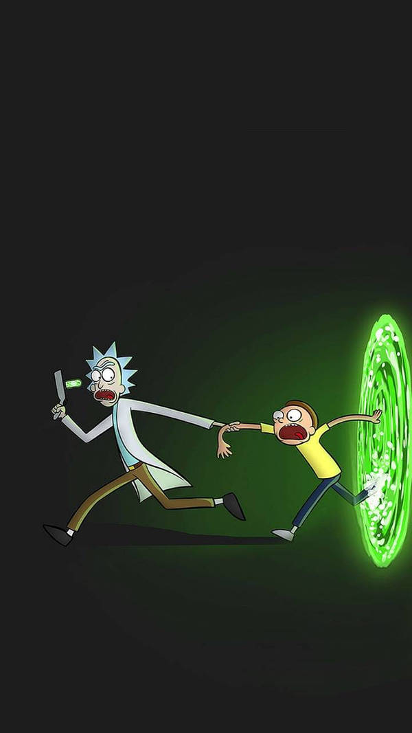 Rick And Morty Chased By Tentacle Tablet Wallpaper