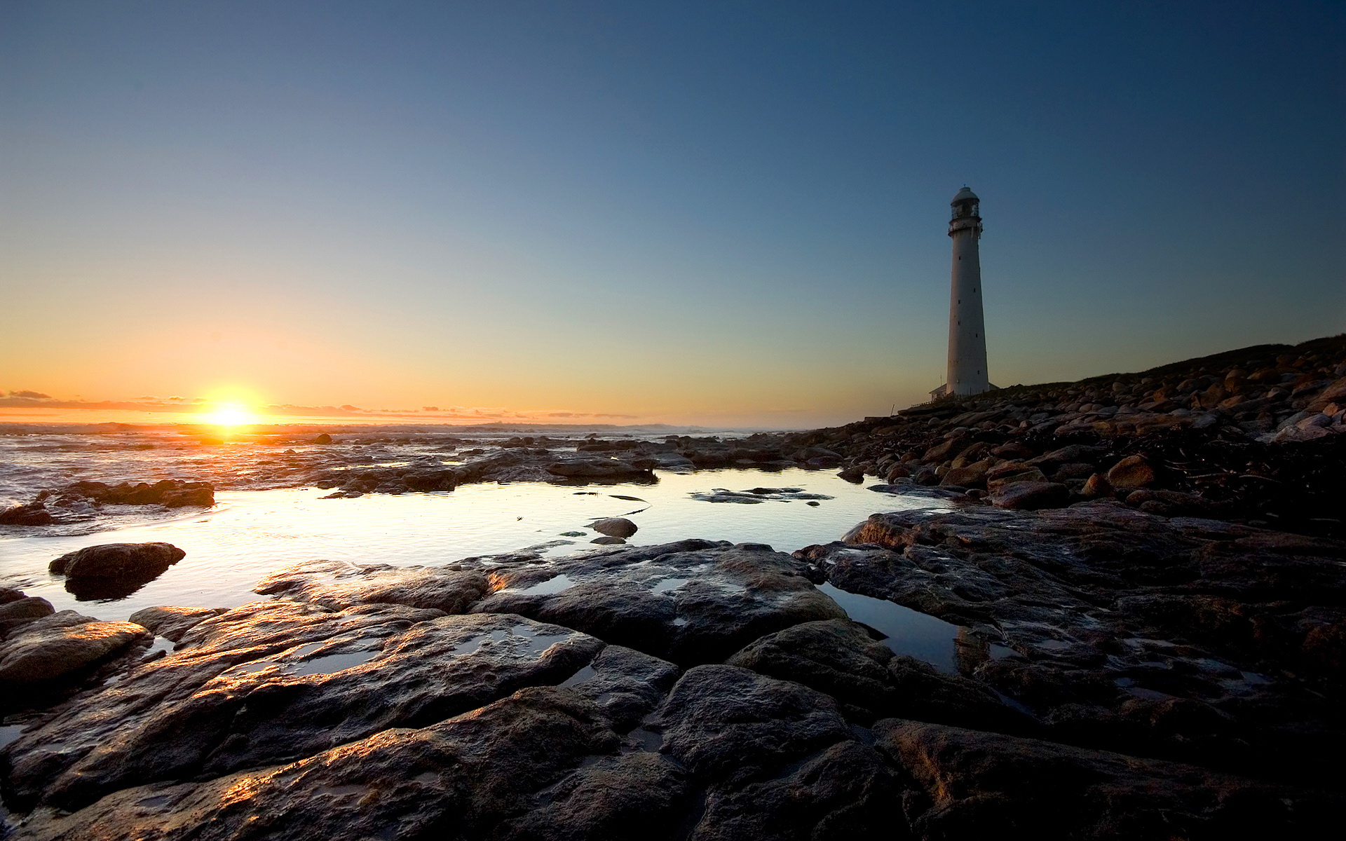 Sunset At Lighthouse Desktop Pc And Mac Wallpaper