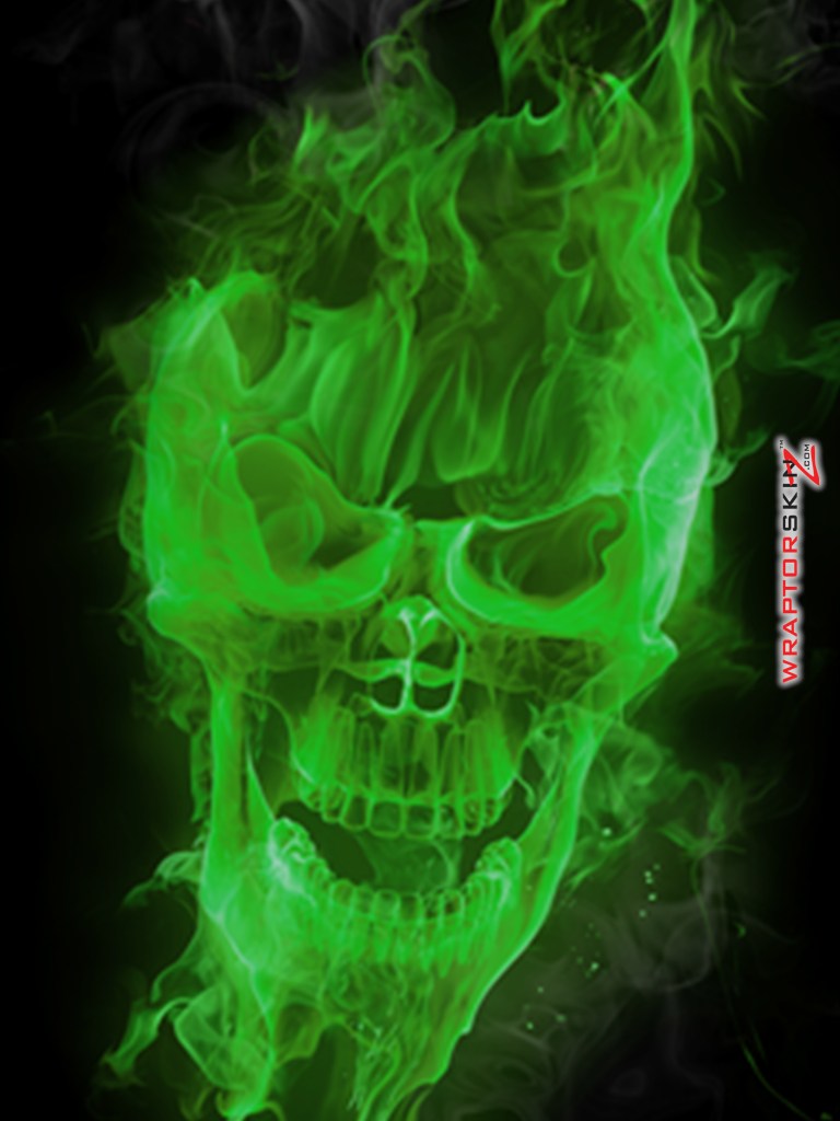 Go Back Image For Green Flaming Skull Wallpaper