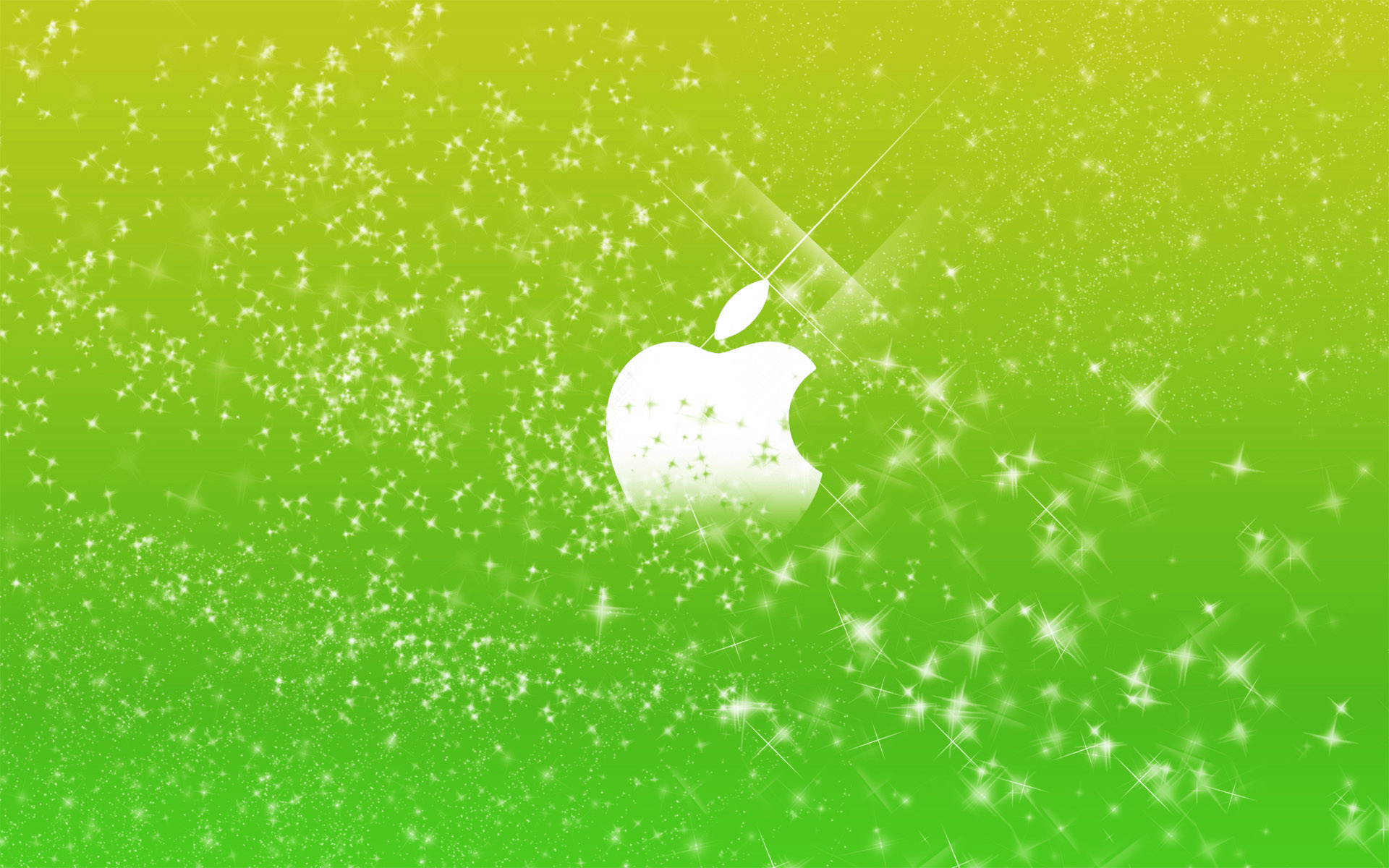 Apple Logo In Green Glitters Wallpaper HD