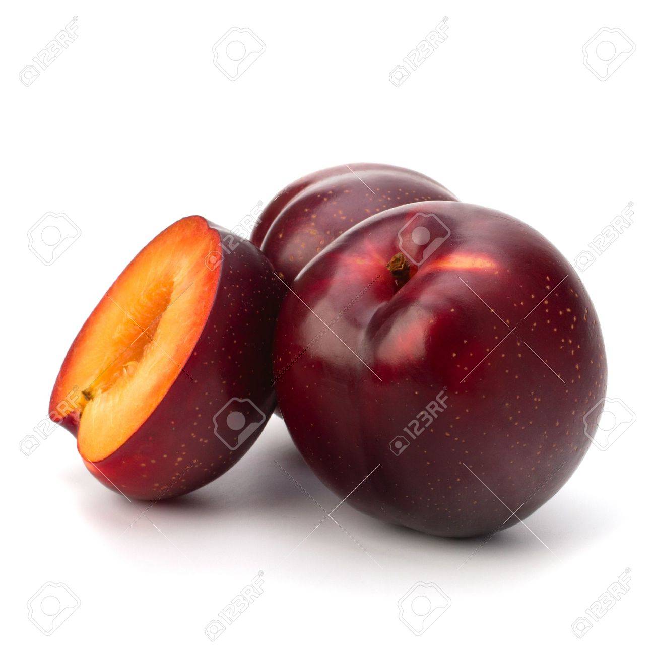 Red Plum Fruit Isolated On White Background Stock Photo Picture