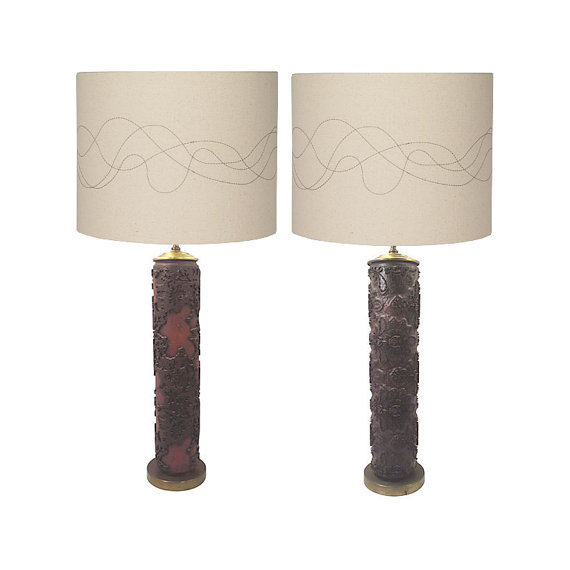 Marbro Antique Bronze Wallpaper Roller Lamps Pair By Picasovintage