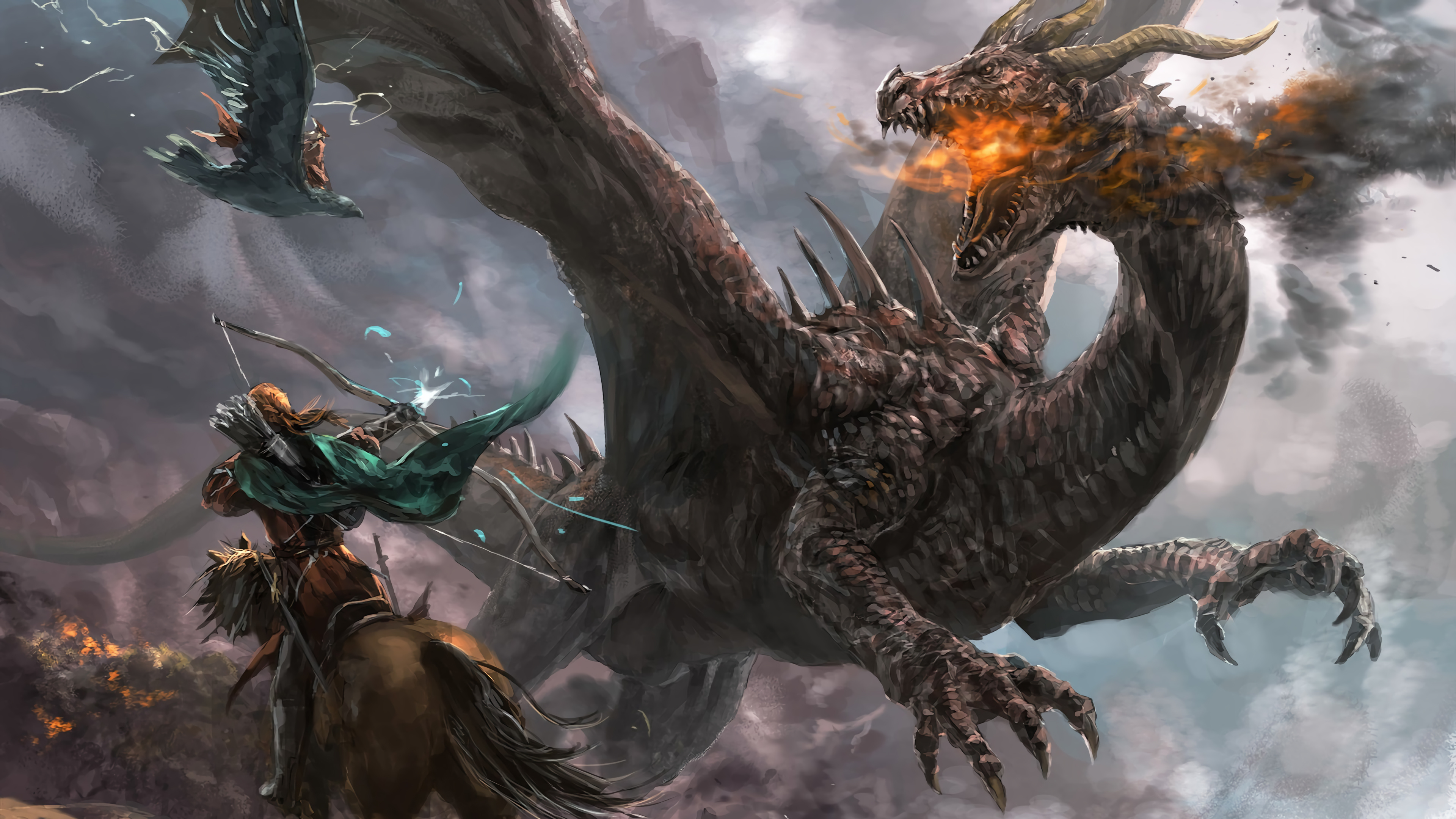 Dragon Fantasy Battle 4k Wallpaper