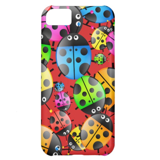 Colourful Cute Cartoon Ladybug Wallpaper Case For iPhone 5c