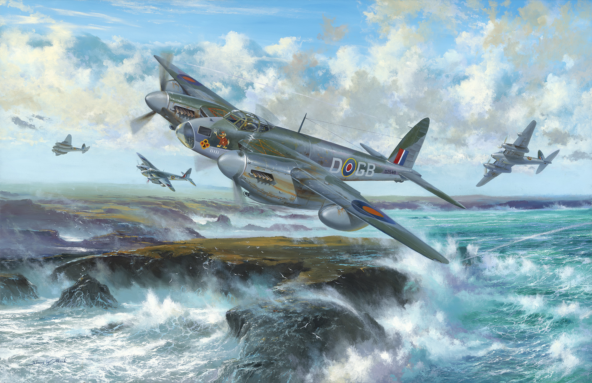 Fighter British Aircraft War Art Wallpaper Aviation