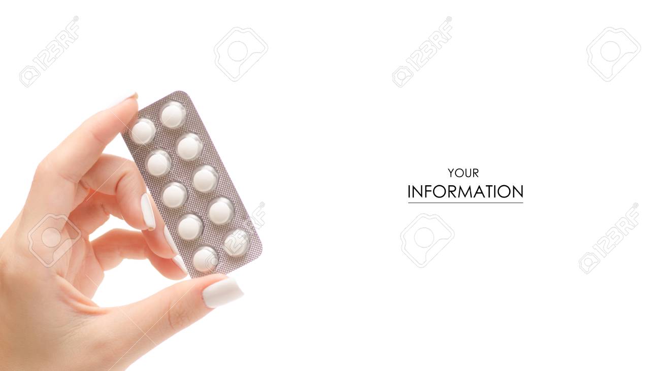 Medicine Pills In Blister Drug Tablets Hand Pattern Isolated