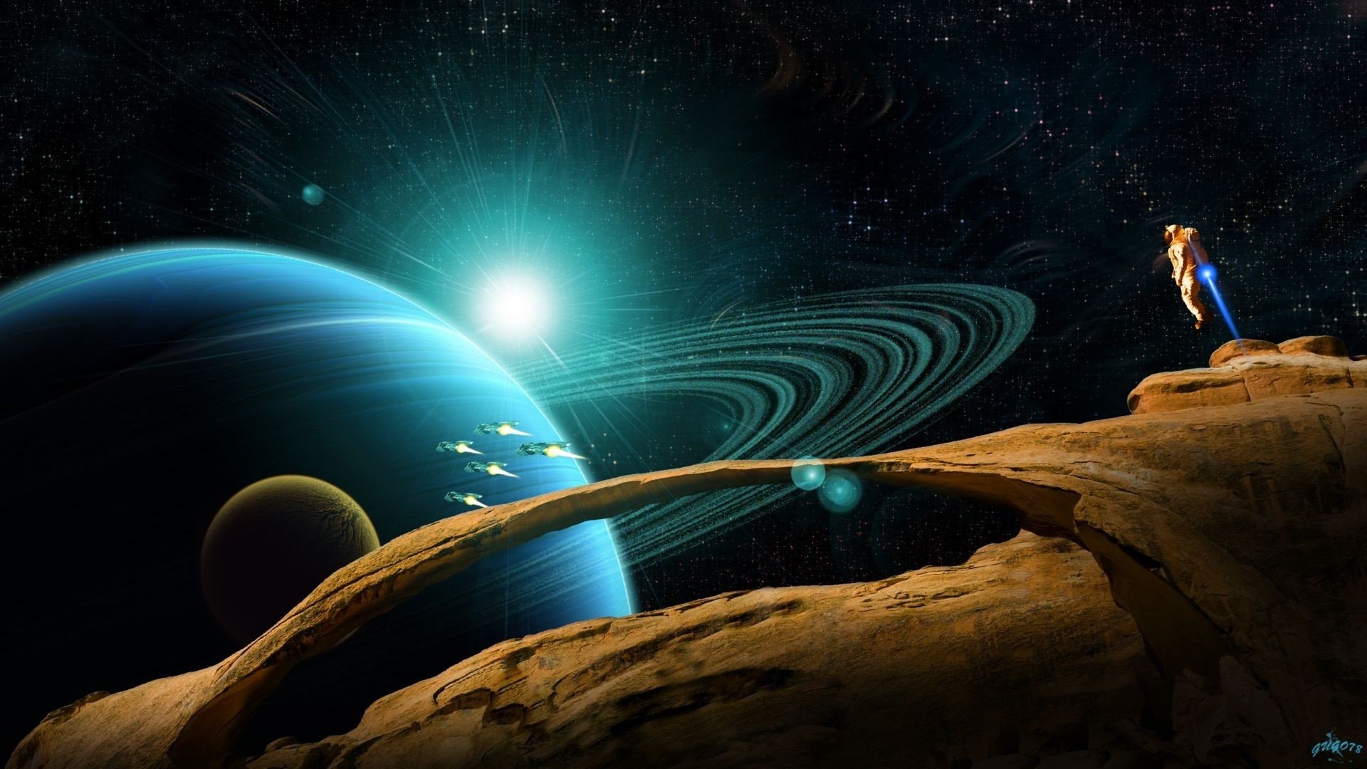 Outer Space Plas Science Fiction Wallpaper