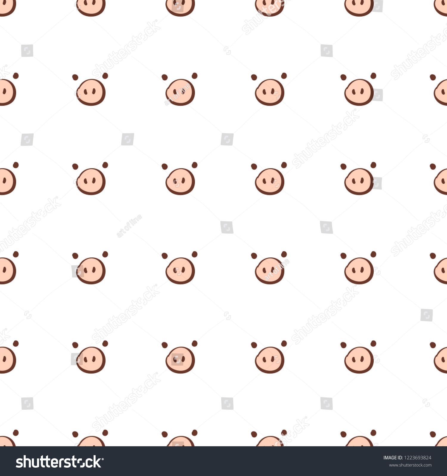 Cute Pig Nose Seamless Pattern Isolated On White Background
