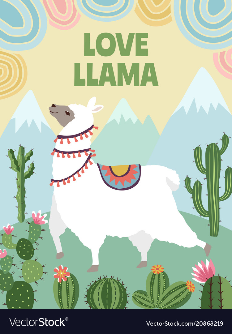 Background Picture Of Llama Mountains And Vector Image