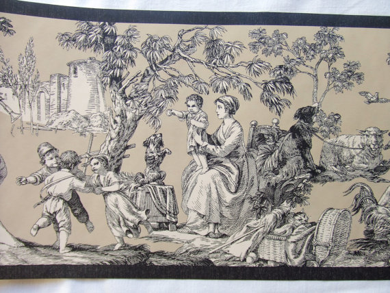 Rolls Toile Wallpaper Border Rosedale By Textilesandthings