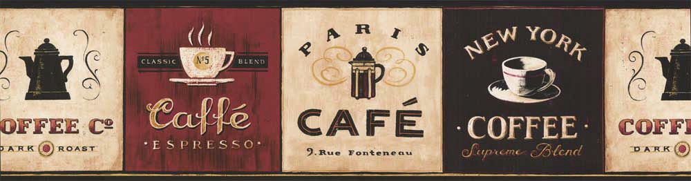 Kitchen Wallpaper Borders Coffee Wallpapersafari Cafe Coffee Wallpaper Border Eb8900b Decor Espresso Cuccino 1000x262