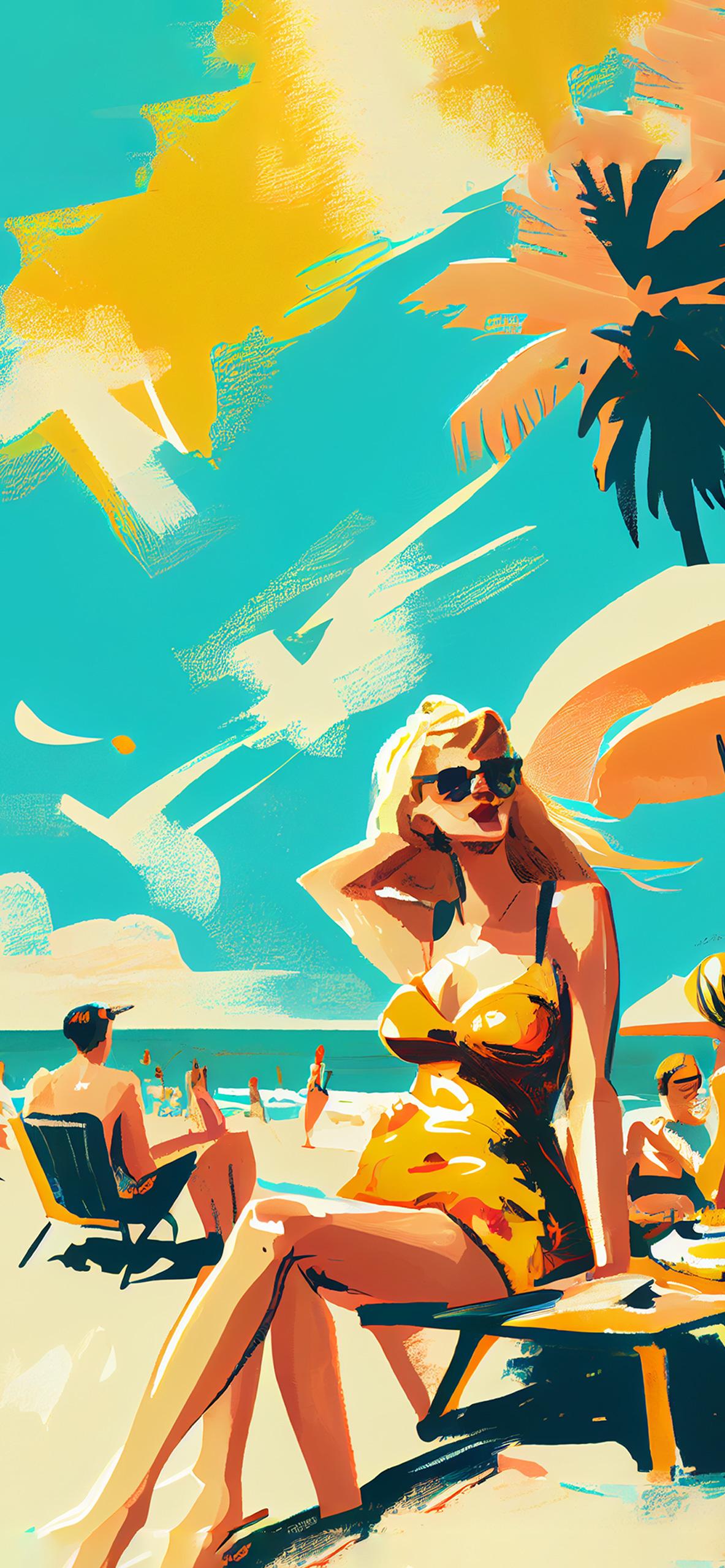 Girl On The Beach Summer Wallpaper iPhone