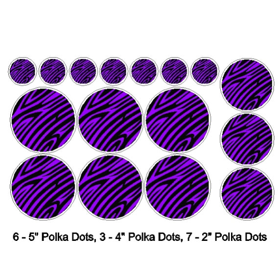 Peel and Stick Purple Zebra Polka Dot Stickers by eyecandysigns 570x571