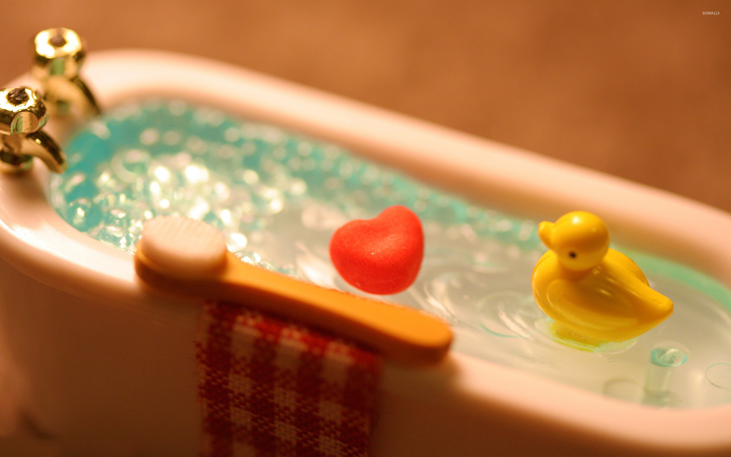 Rubber Ducky Taking A Bath Wallpaper Funny