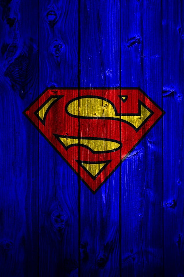 Blue Wood Superman Logo Wallpaper   iPhone Wallpapers 640x960