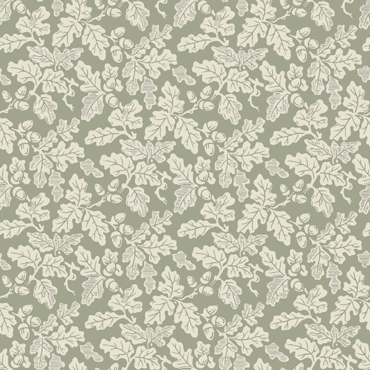Oak Leaf Wallpaper Cream On Sage Green Design
