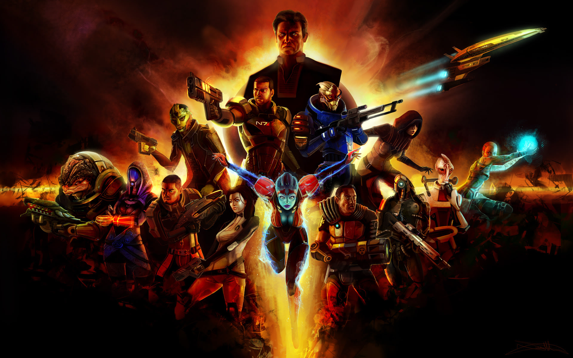 An Awesome Piece Of Art Showcasing The Major Characters Mass Effect
