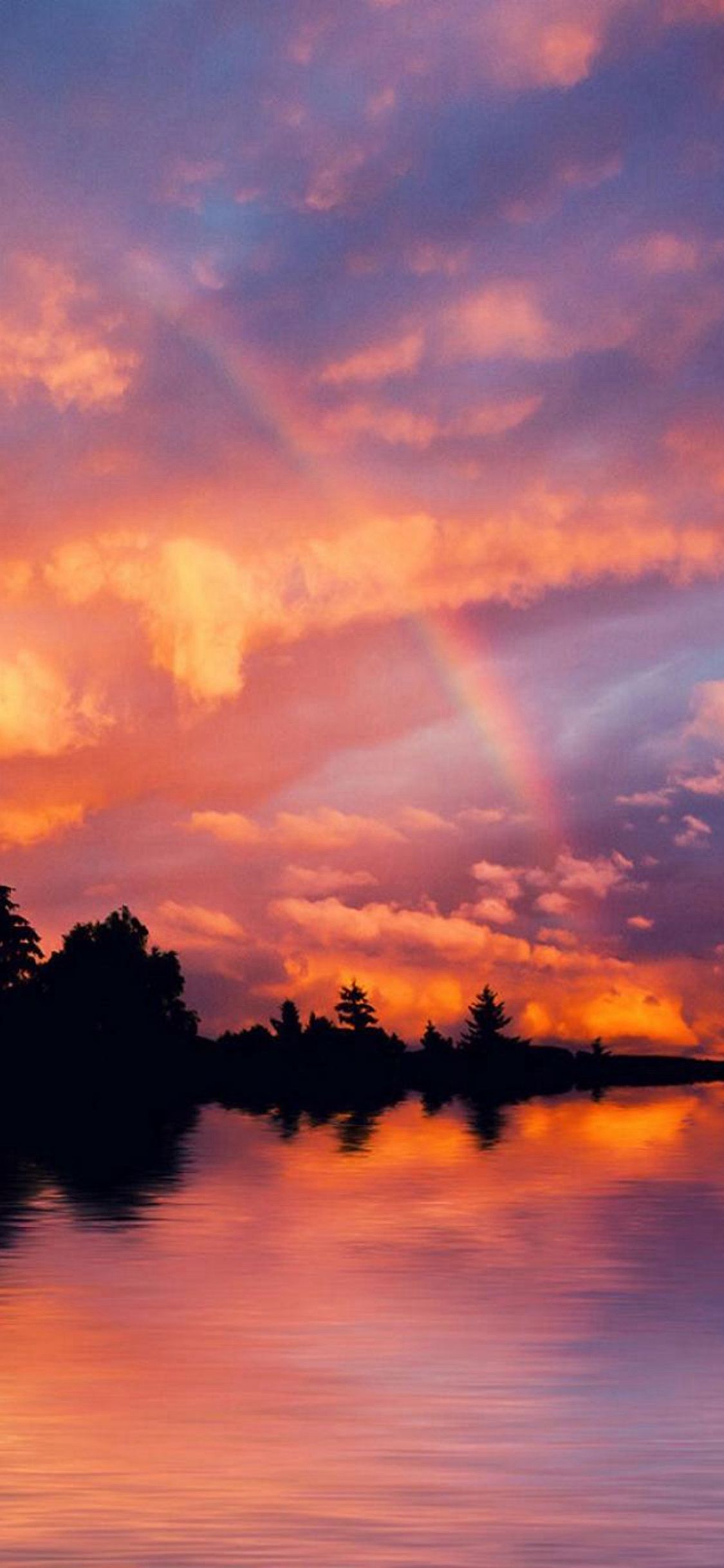 Nature Wonderful Colorful Sunset River Bank Landscape iPhone X 1125x2436