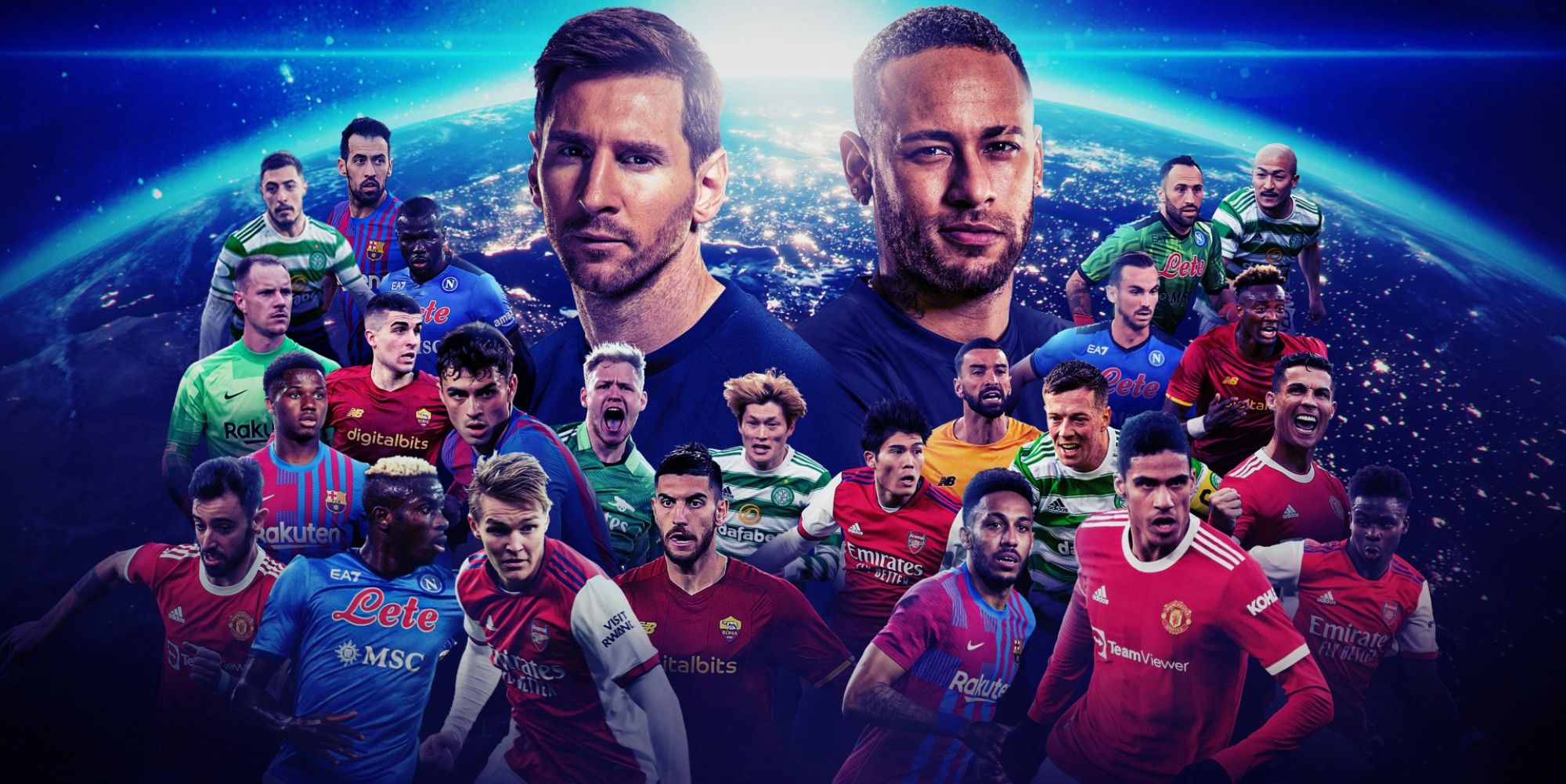 A collage of star football players representing PES 2024