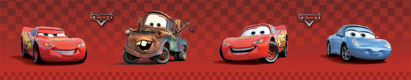 Disney Pixar Cars Wallpaper Border 4 inch Red Self Adhesive