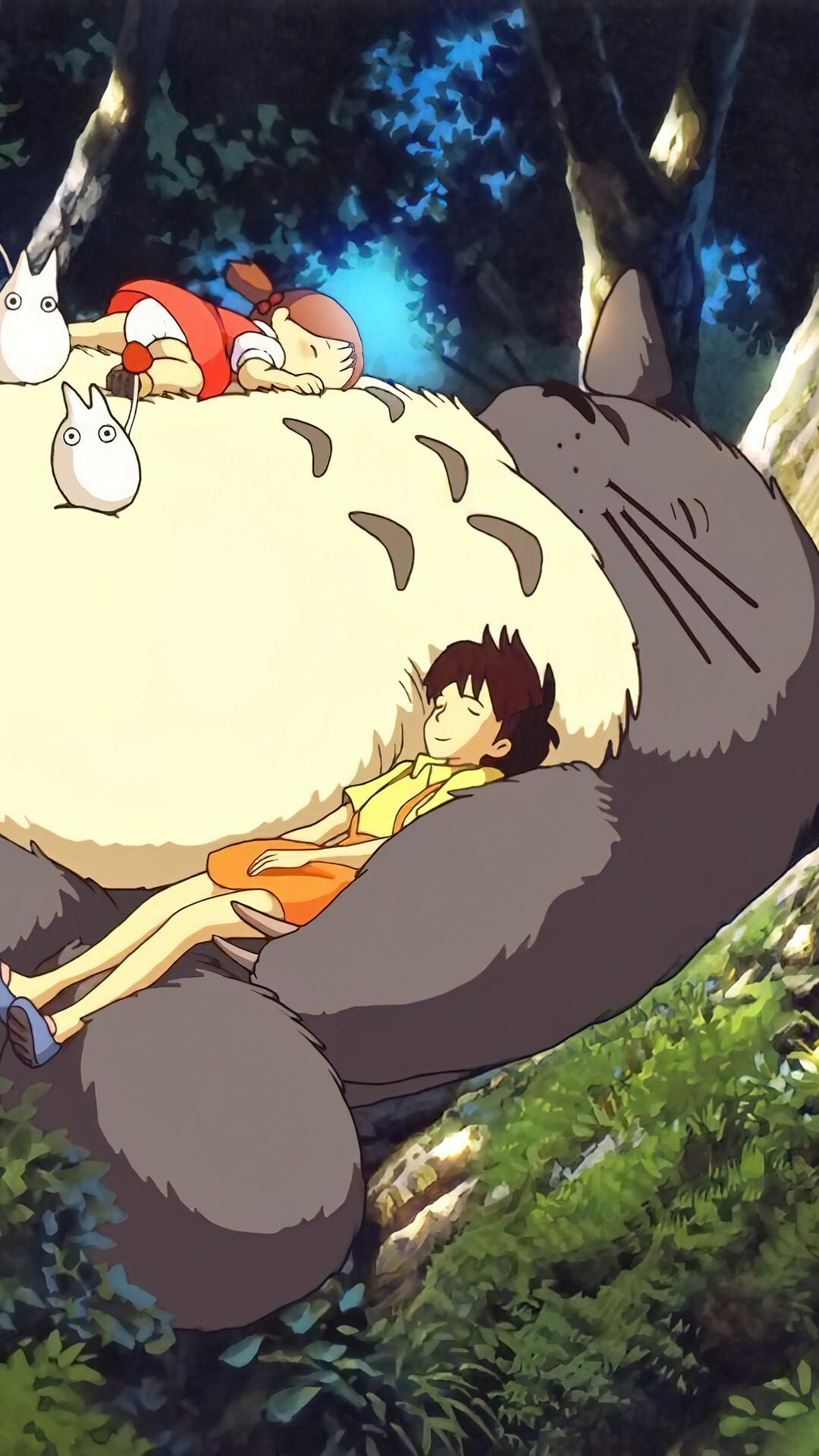 My Neighbor Totoro Anime Character Sleeping 4K Wallpaper iPhone HD