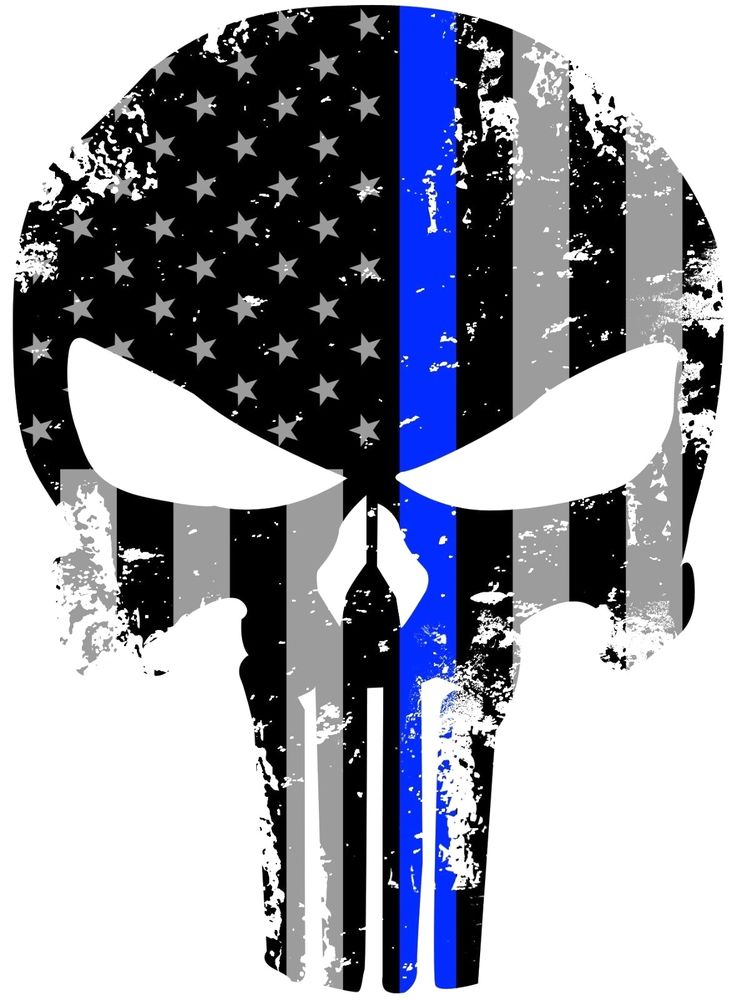 Tattered Punisher Inch Subdued Us Flag Thin Blue Line Skull