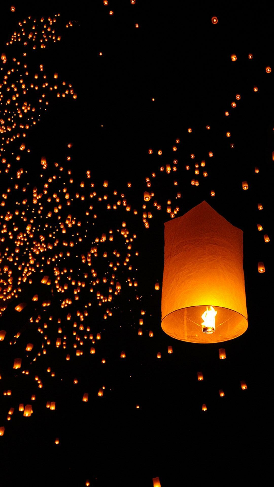 Phone 1080p Lanterns Background Wallpaper