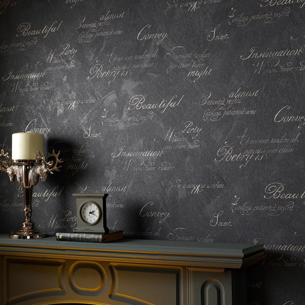 Concrete Script Charcoal Wallpaper By Graham And Brown