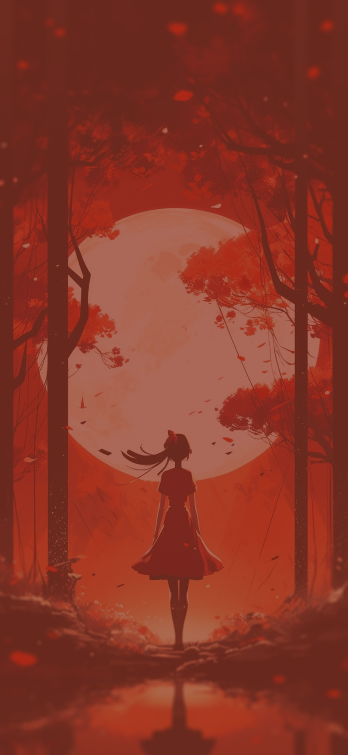 Girl Moon Red Anime Wallpaper