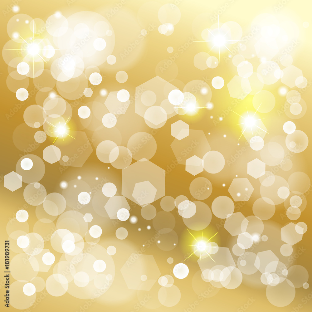 Abstract Bokeh Lights Gold Background For BirtHDay Wedding Day