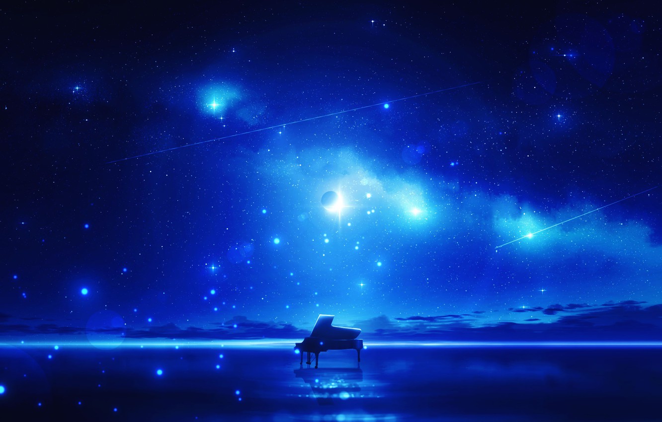 Wallpaper The Sky Water Night Music Piano Image For Desktop