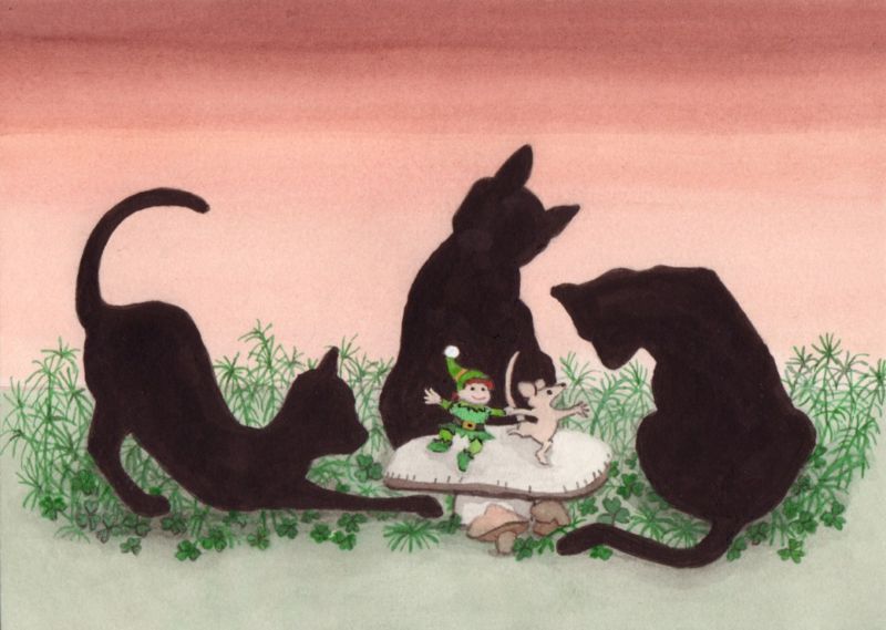 St Patrick S Day Black Cats By Cindi Lynch Art Print