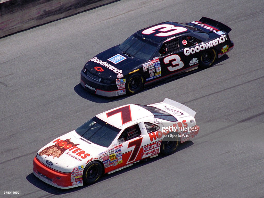 Alan Kulwicki Driving The Hooters Car And Dale Earnhardt