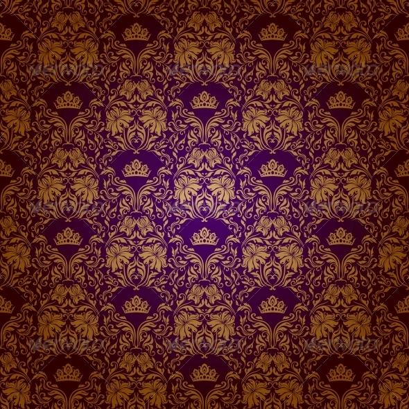 Victorian Wallpaper Pattern Purple Damask Seamless Floral