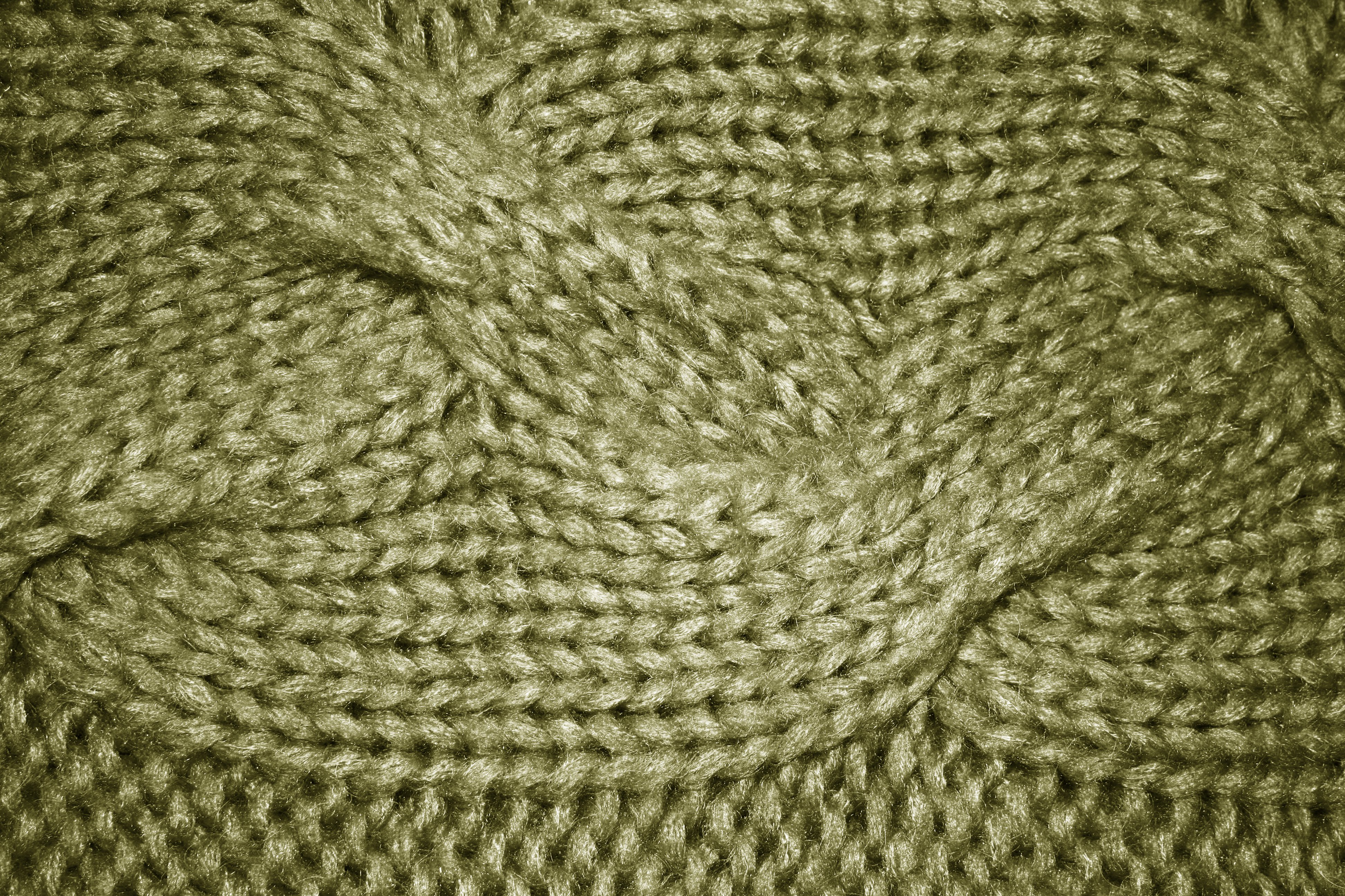 Olive Green Cable Knit Pattern Texture High Resolution Photo