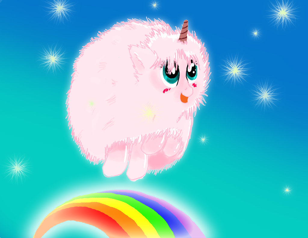 Pink Fluffy Unicorns Dancing On Rainbows By Spin Art