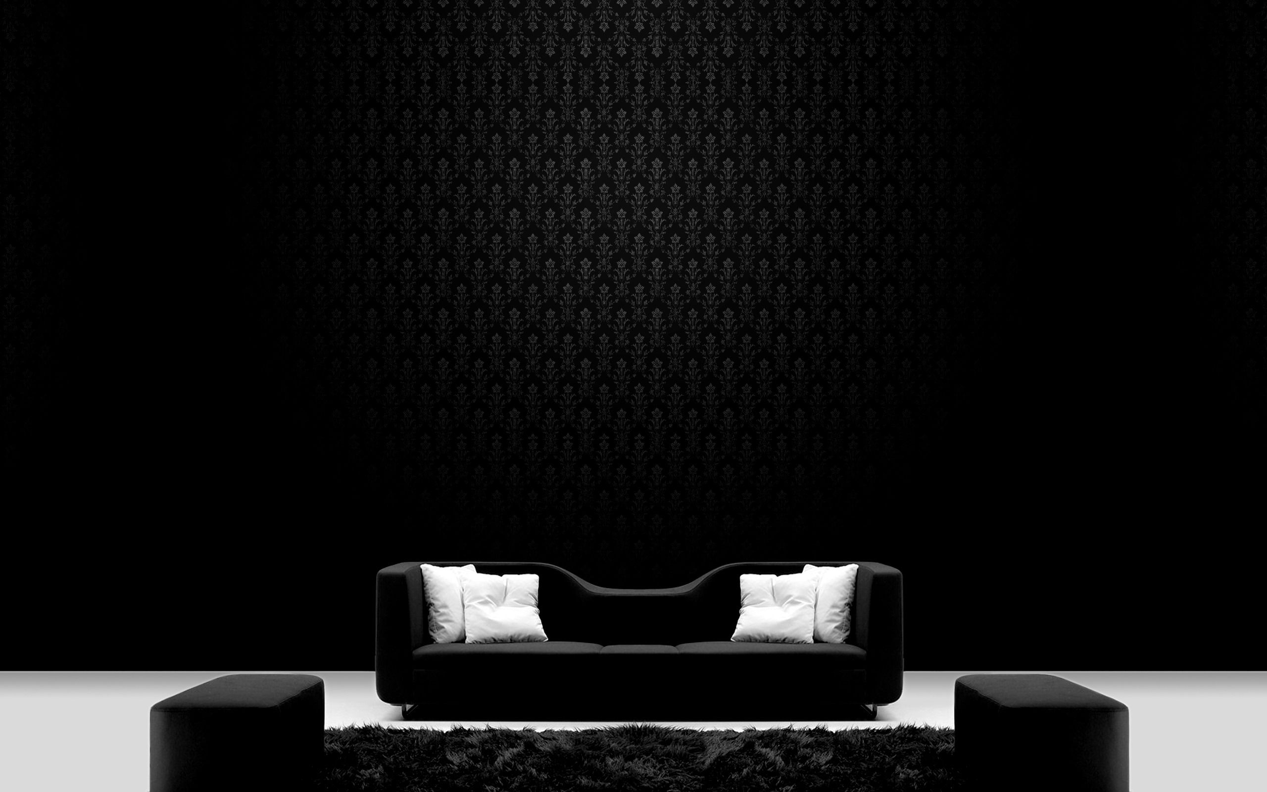 Black Sofa On A Dark Room HD Wallpaper
