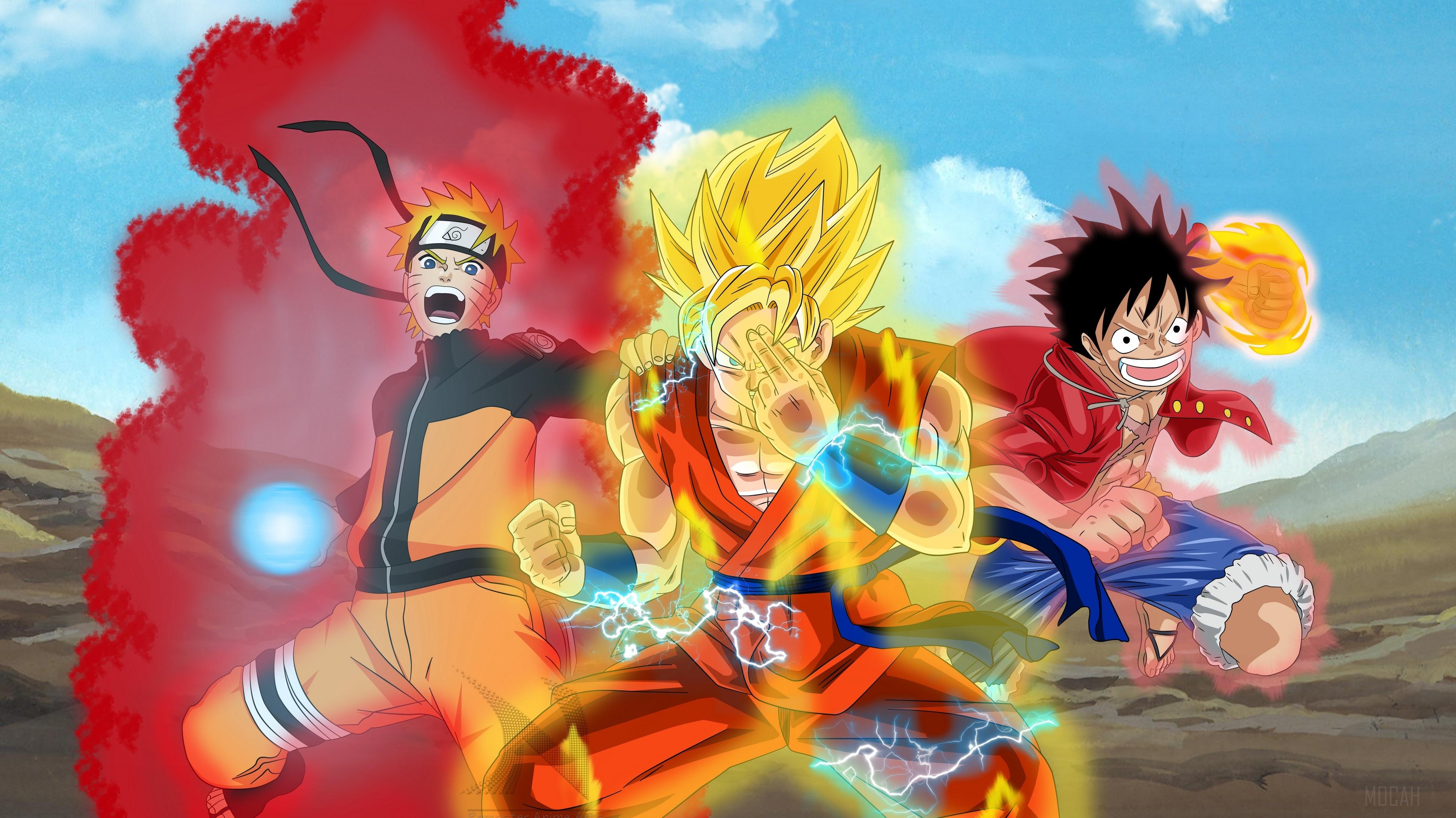 Anime Dragon Ball Super Goku Monkey D Luffy Naruto