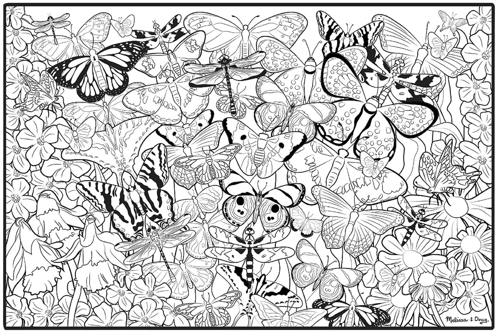 Melissa Doug Jumbo Color In Poster   Butterflies   Free Shipping