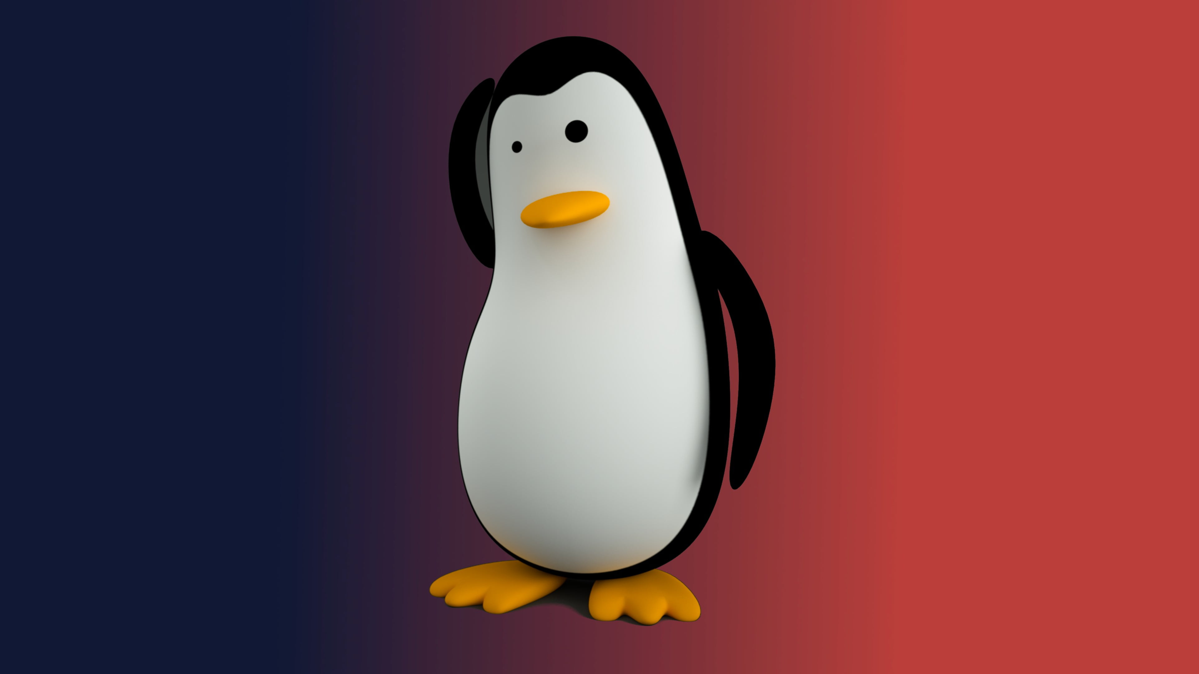 Black Penguin And Blue Shark Art Work Linux Tux