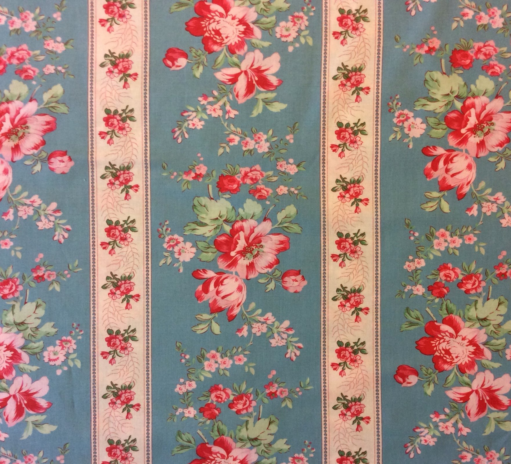 Country Life French Floral Wallpaper Kitschy Cotton Quilting Fabric