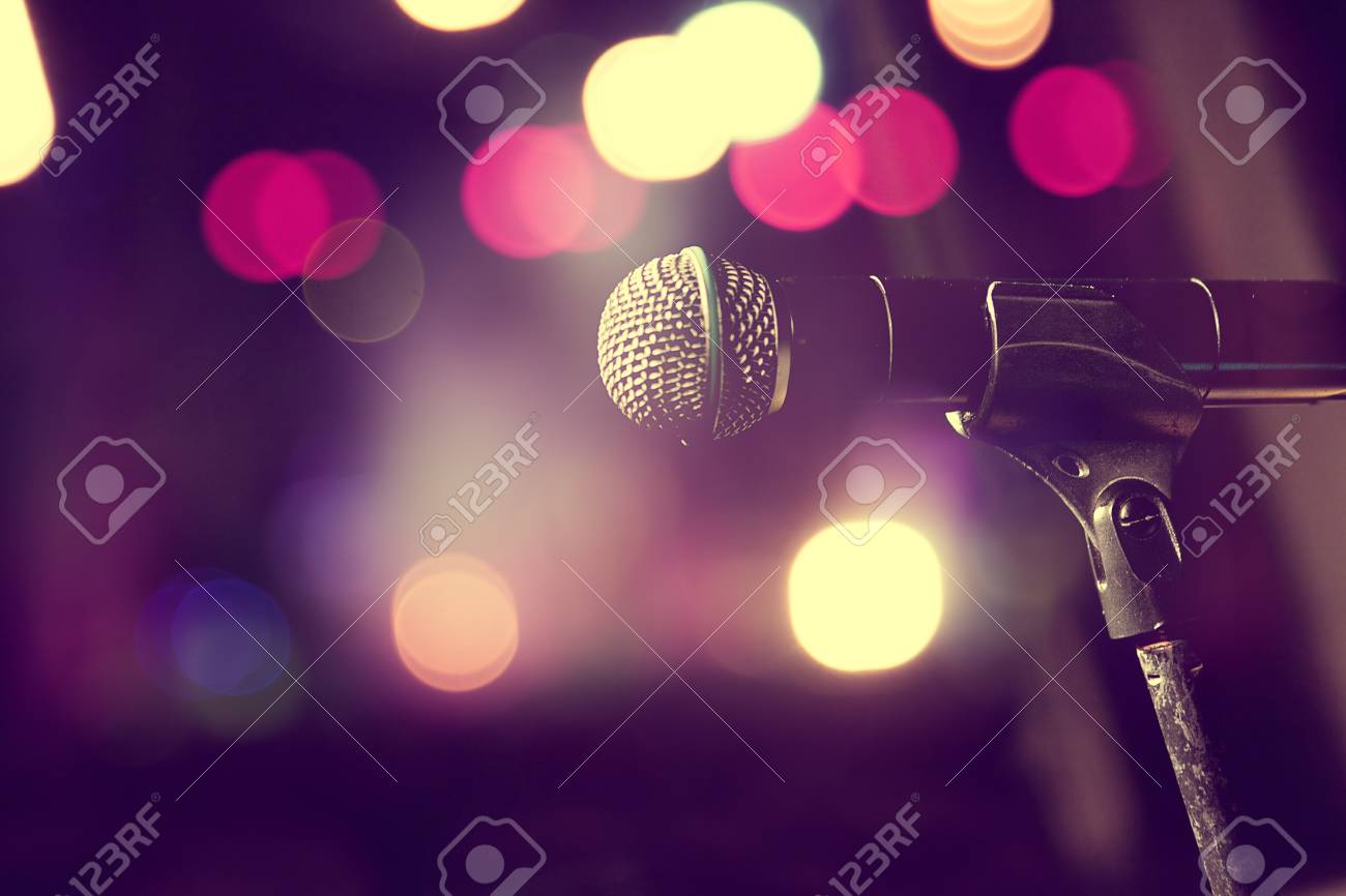 Live Music Background Microphone And Stage Lights Concert