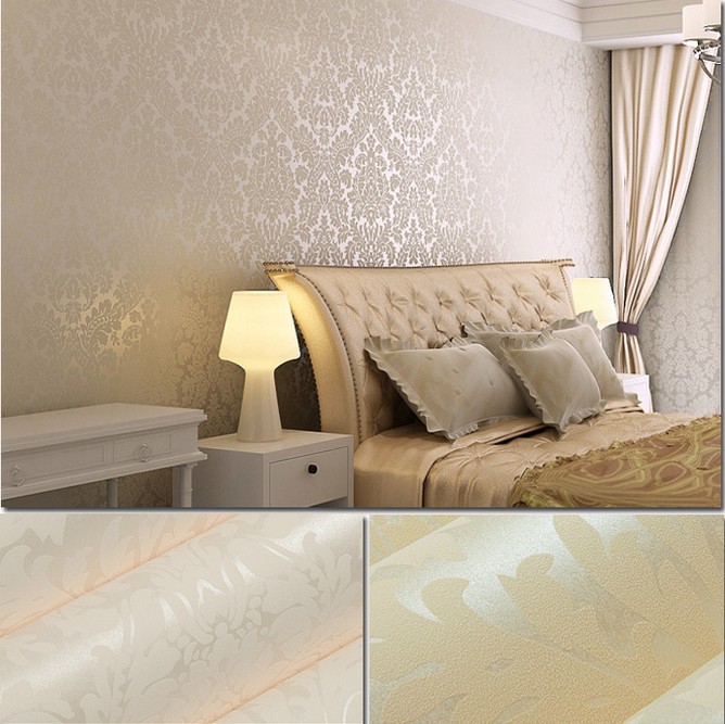 Wall paper Glitter Flocking Wallpaper Rolls Bedroom Sofa TV background 668x667