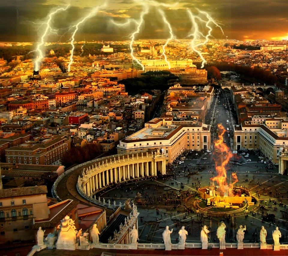 Destruction City Lights Vatican Meteorite Skyline