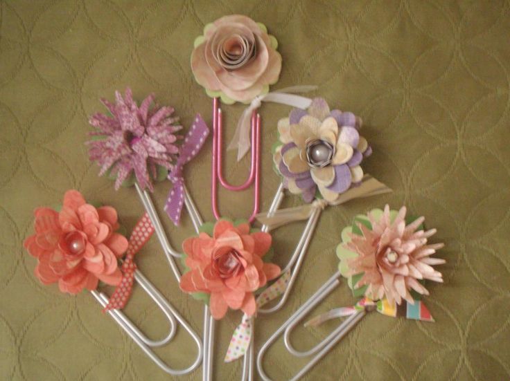 Paper Flower Bookmarks On Extra Large Clips