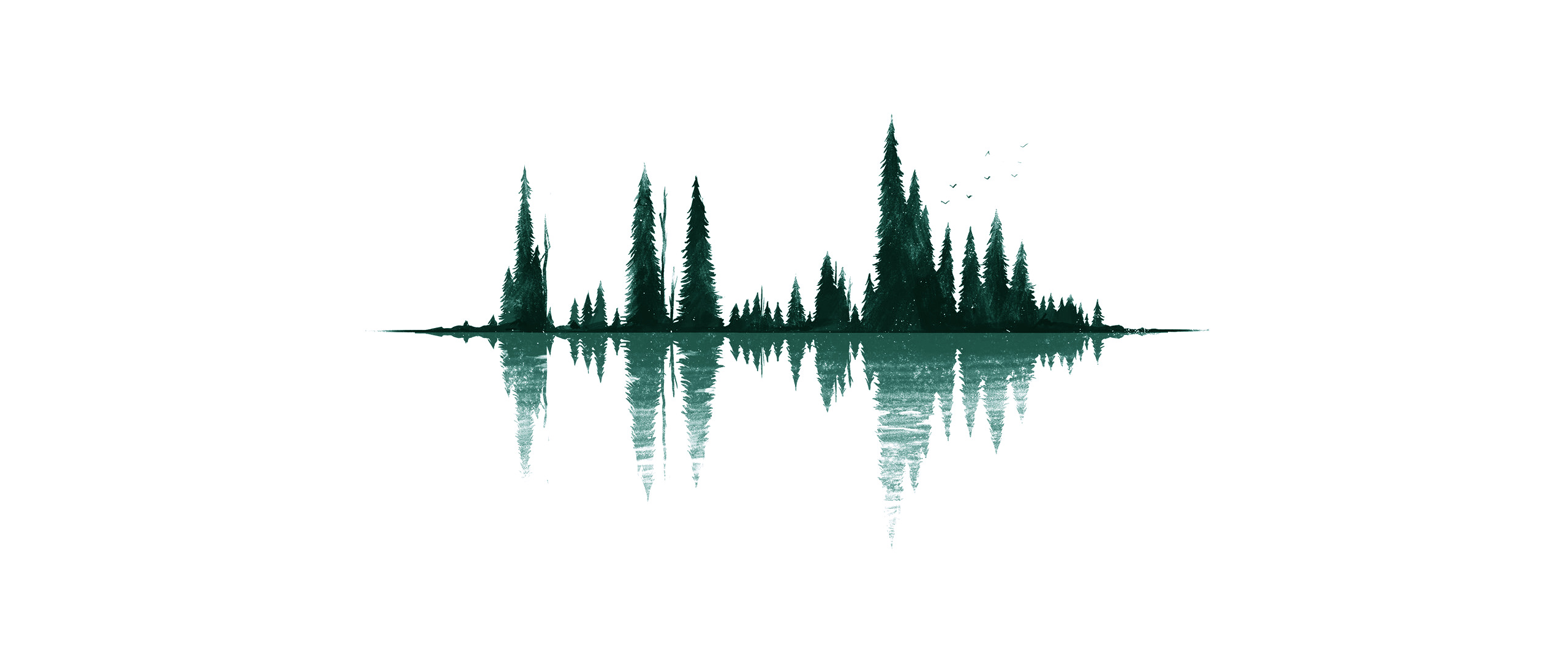 Ultra Wide Minimalism Artwork Reflection Trees Simple